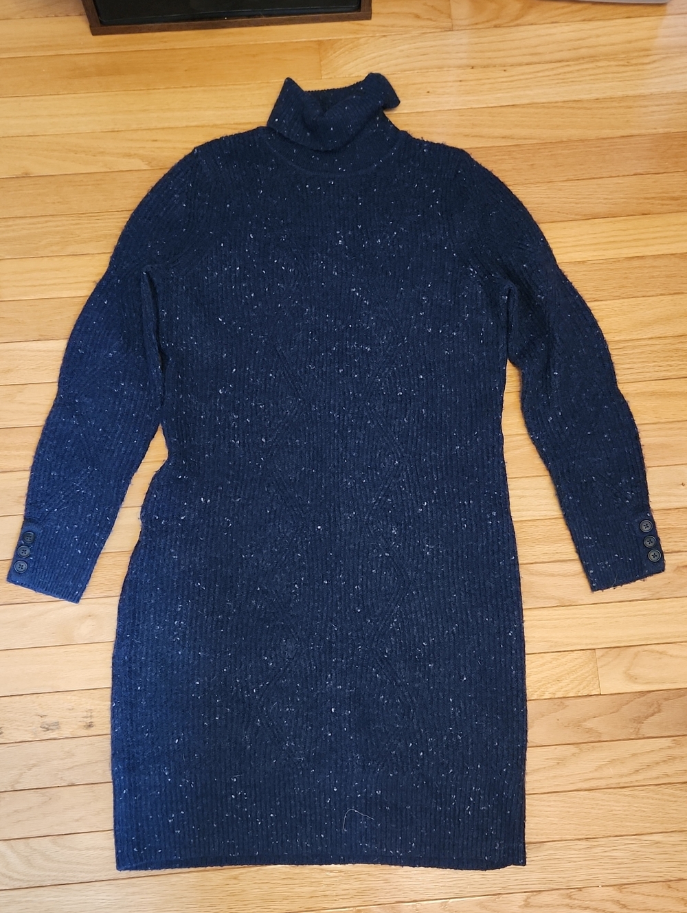RW&CO. Navy Speckled Turtleneck Sweater Dress
